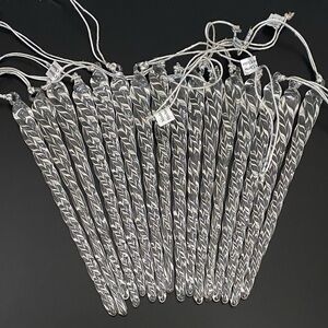 16pcs Vintage Handblown Glass Twisted Clear Glass Icicles 6” Holiday Ornament